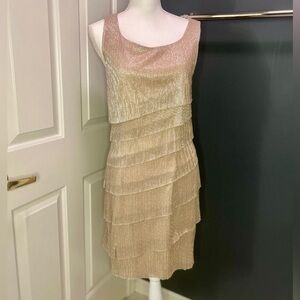 ✨🥂Gold shimmer layer cake sheath dress; Connected Apparel size 10✨🥂
